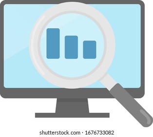 A descending graph, a personal computer and a magnifying glass