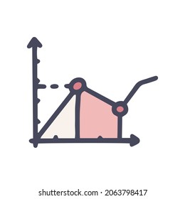 descending line graph color vector doodle simple icon