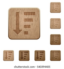 Descending ordered list mode icons on carved wooden button styles