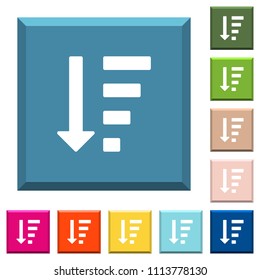Descending ordered list mode white icons on edged square buttons in various trendy colors