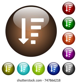 Descending ordered list mode white icons on round color glass buttons