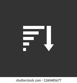 Descending Sorting icon vector. Descending Sorting sign on black background. Descending Sorting icon for web and app