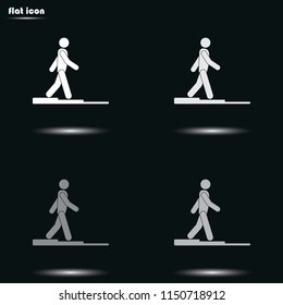 Descent down the stairs flat grayscale vector icon.