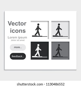 Descent down the stairs placed on web page template flat vector icon.