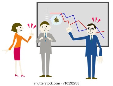 Descent line graph clip art