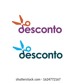 Desconto logo type with scissor