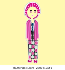 describes an old woman wearing an old kebaya with a jarik as her skirt