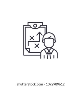 Describing strategy linear icon concept. Describing strategy line vector sign, symbol, illustration.