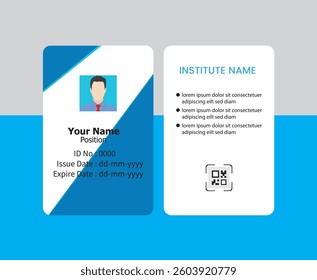Description 1 : PVC Modern ID card template perfect for corporate, educational, business, company, office, staff or event purposes. This design features a professional layout with customizable fields.
