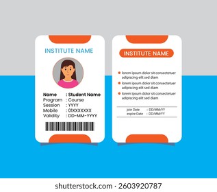 Description 1 : PVC Modern ID card template perfect for corporate, educational, business, company, office, staff or event purposes. This design features a professional layout with customizable fields.