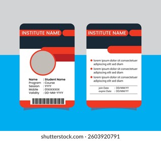 Description 1 : PVC Modern ID card template perfect for corporate, educational, business, company, office, staff or event purposes. This design features a professional layout with customizable fields.