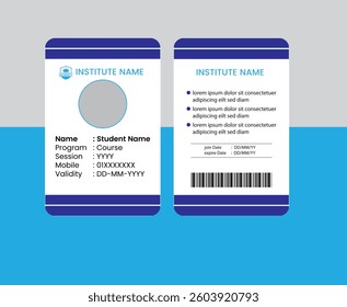 Description 1 : PVC Modern ID card template perfect for corporate, educational, business, company, office, staff or event purposes. This design features a professional layout with customizable fields.
