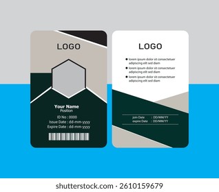 Description 1 : PVC Modern ID card template perfect for corporate, educational, business, company, office, staff or event purposes. This design features a professional layout with customizable fields.
