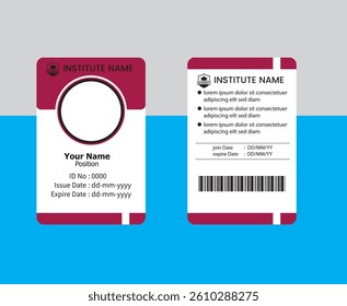 Description 1 : PVC Modern ID card template perfect for corporate, educational, business, company, office, staff or event purposes. This design features a professional layout with customizable fields.