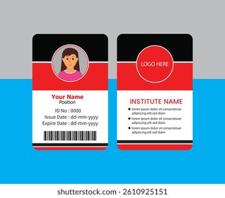 Description 1 : PVC Modern ID card template perfect for corporate, educational, business, company, office, staff or event purposes. This design features a professional layout with customizable fields.