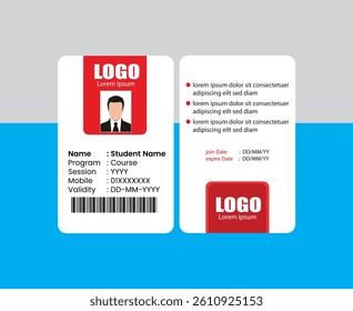 Description 1 : PVC Modern ID card template perfect for corporate, educational, business, company, office, staff or event purposes. This design features a professional layout with customizable fields.