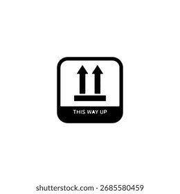 Description:
Black design label showing this way up arrow