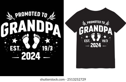 Description: Celebrate the joy of becoming a grandparent with this "Promoted to Grandpa" baby announcement T-shirt. Perfect for sharing the exciting news in style and making cherished memories on this