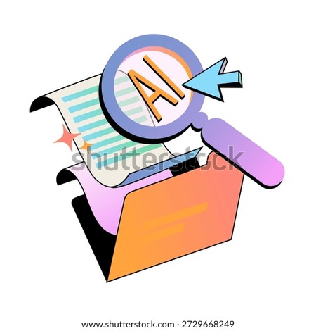 Description:
Conceptual illustration of AI-powered search and data discovery. Bright, colorful design with futuristic elements, digital patterns, and glowing effects. Represents artificial intelligence analyzing data, modern technology, and innovation. Perfect for tech articles, websites, presentations, and digital media projects.