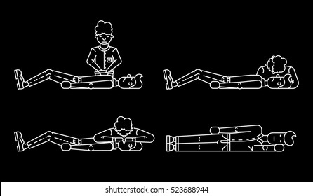 Description of first aid. Person badly and the person who provides first aid to the victim. Ffirst aid when you stop breathing and cardiac arrest