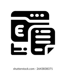 description glyph icon. Strong and solid vector icon for websites, mobile interfaces, presentations, and visual branding. High quality and easy to edit.