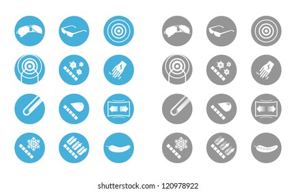 Description icons of glasses (gray blue)