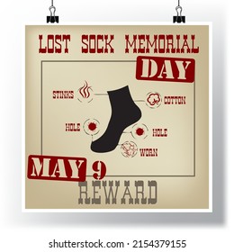 Description of lost sock per day National Lost Sock Memorial Day - May 9