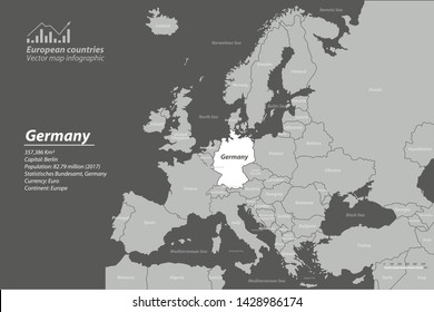 Description Map of European Countries with vector. germany map.