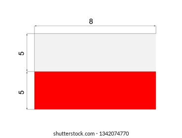 Description of the National Flag of Poland with Dimensions Vector Illustration