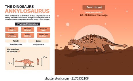 Description and Physical Characteristics of Ankylosaurus Dinosaur-Vector Illustration