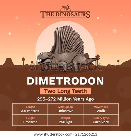 Description and Physical Characteristics of Dimetrodon Dinosaur-Vector Illustration