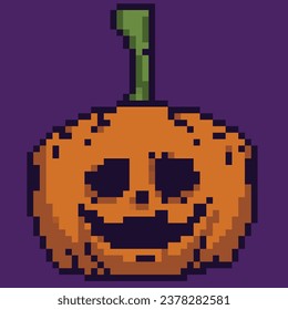 
Description: "Pumpkin Halloween Vector Pixel Art"

This striking vector pixel art illustration features a whimsical Halloween pumpkin, adorned with a mischievous grin and classic Jack-o'-lantern feat