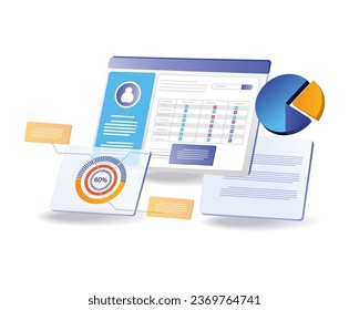 Description of table package price details flat illustration concept