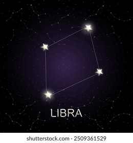 Description (under 200 characters):
Libra constellation glowing against a dark purple starry sky, ideal for zodiac, astrology, and celestial-themed designs.