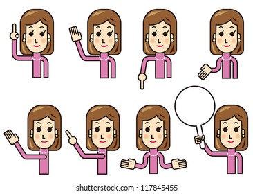 Description of a variety of women posing pointing