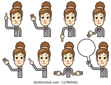 Description of a variety of women posing pointing