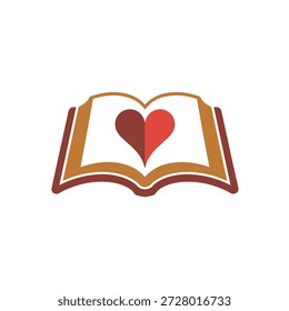 **Description:**
Vector illustration of an open Bible with a heart, symbolizing faith, love, and devotion to God. Clean and simple design, suitable for Christian, religious, and inspirational themes.
