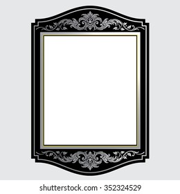 description : Vector vintage border frame engraving with retro ornament pattern in antique rococo style decorative design
