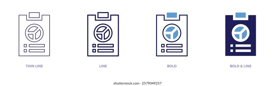 Descriptive analysis icon in 4 different styles. Thin Line, Line, Bold, and Bold Line. Duotone style. Editable stroke.