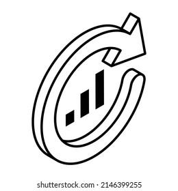 Descriptive data, an isometric icon of pie graph

