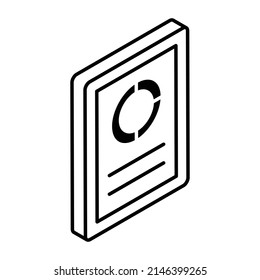 Descriptive data, an isometric icon of pie graph

