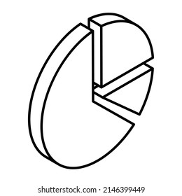 Descriptive data, an isometric icon of pie graph

