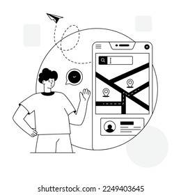 Descriptive mobile tracking outline illustration download 