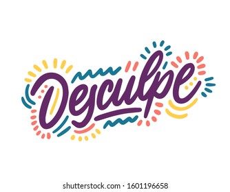 Desculpa. Hand Lettering word in Partuguese - Sorry. Handwritten modern brush typography sign. Greetings for icon, logo, badge, cards, poster, banner, tag. Vector illustration
