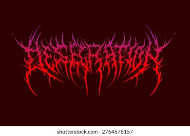 Desecration typography vector in a slamming death metal logo style. Sharp, aggressive thorny lines for band branding and edgy streetwear art