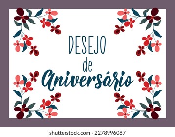 Desejo de aniversario. Dejando. Traducción del portugués - deseo de cumpleaños. Caligrafía moderna del pincel vectorial. Ilustración de tinta