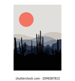 Desert abstract mountain painting. abstract art background. Vector Illustration .Abstract landscape, 