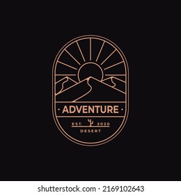 Desert adventure badge line art logo vector design