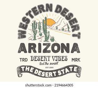 Desert adventure vector graphic print design for apparel, sticker, poster, background and others. Outdoor road trip t-shirt artwork design. Vintage artwork.