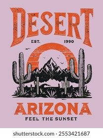 DESERT ARIZONA FEEL THE SUNSET GRAPHICS FOR T-SHIRT SWEATSHIRT AND POSTER